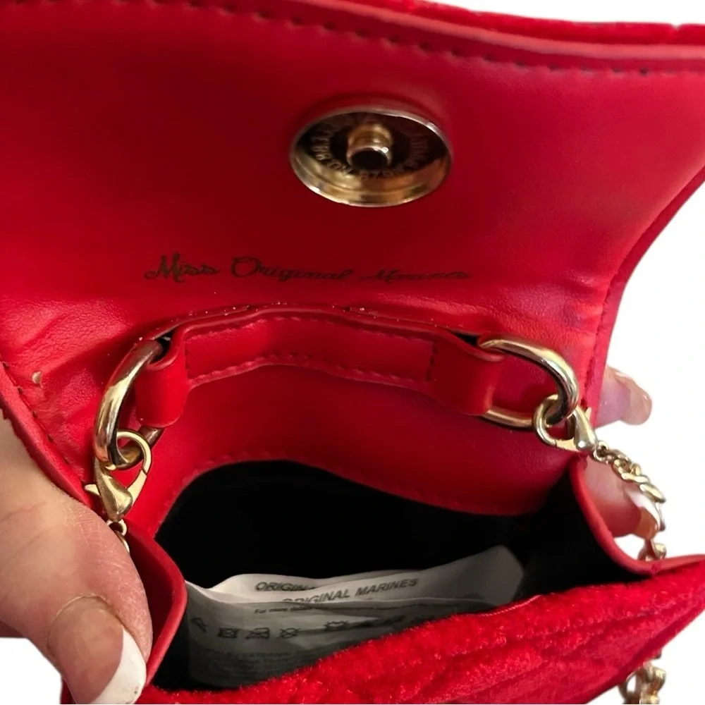 Red Velveteen Mini Purse Set Phone and Coin Case and Chain by Original Marines
